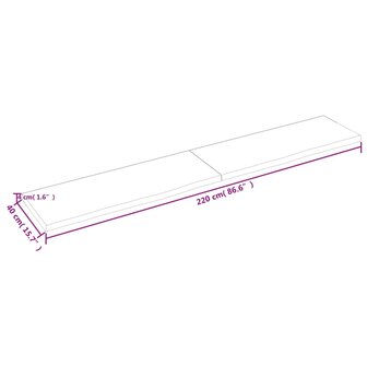 Wastafelblad 220x40x(2-4) cm behandeld massief hout lichtbruin 9