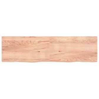 Wastafelblad 220x60x(2-6) cm behandeld massief hout lichtbruin 3