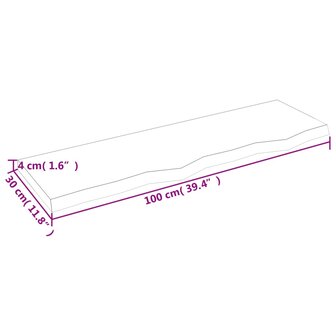 Wastafelblad 100x30x(2-4) cm behandeld massief hout donkerbruin 8