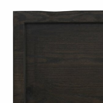 Wastafelblad 180x60x(2-6) cm behandeld massief hout donkerbruin 6