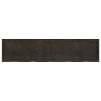 Wastafelblad 220x50x(2-4) cm behandeld massief hout donkerbruin 4