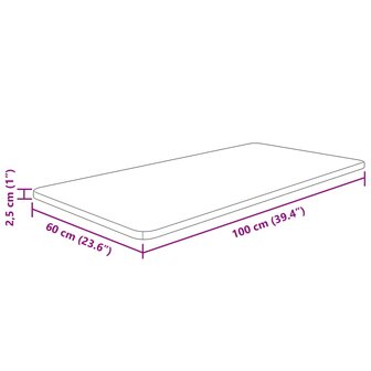 Wastafelblad 100x60x2,5cm behandeld massief hout lichtbruin 4