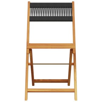 Bistrostoelen 2 st massief acaciahout en polypropeen zwart 5