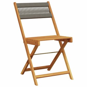 Bistrostoelen 2 st massief acaciahout en polypropeen grijs 4