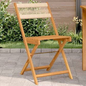 Bistrostoelen 2 st massief acaciahout en polypropeen beige 1