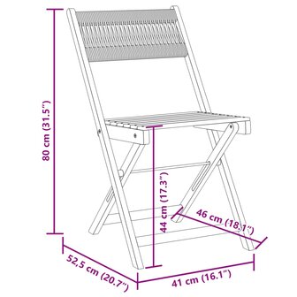 Bistrostoelen 2 st massief acaciahout en polypropeen beige 11