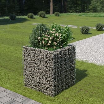 Gabion plantenbak verhoogd 90x90x100 cm gegalvaniseerd staal 1