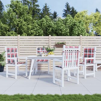 Tuinstoelkussens 4 st 100x50x3 cm oxford stof ruitpatroon rood 1