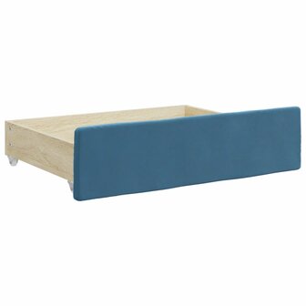 Bedlades 2 st bewerkt hout en fluweel blauw 3