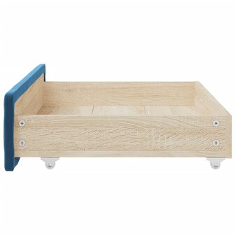 Bedlades 2 st bewerkt hout en fluweel blauw 5