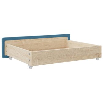 Bedlades 2 st bewerkt hout en fluweel blauw 6