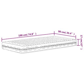 Schuimmatras hardheid H2 H3 90x190 cm wit 8