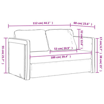 Slaapbank vloermodel 2-in-1 112x174x55 cm stof wijnrood 10