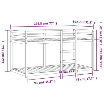 Stapelbed massief grenenhout wasbruin 75x190 cm 9