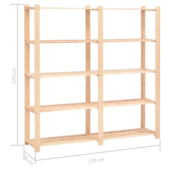 Opbergrekken 5-laags 2 st 170x38x170 cm grenenhout 500 kg 8