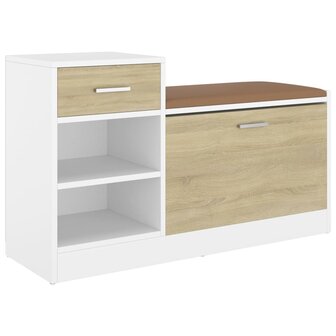 Schoenenbank 94,5x31x57 cm bewerkt hout wit sonoma eikenkleurig 2