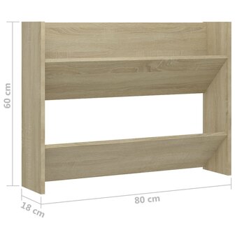 Wandschoenenkast 80x18x60 cm spaanplaat sonoma eikenkleurig 6