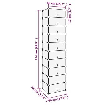 Schoenenrek 44x32x174 cm polypropeen transparant 8