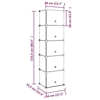 Schoenenrek 44x31,5x153,5 cm polypropeen transparant 8