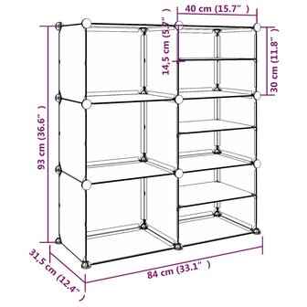 Schoenenrek 84x31,5x93 cm polypropeen transparant 7