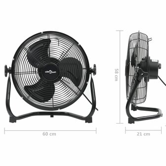 Vloerventilator 3 snelheden 120 W 60 cm zwart 9