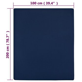 Hoeslakens 2 st jersey 100x200 cm katoen marineblauw 4