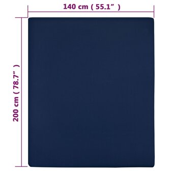 Hoeslakens 2 st jersey 140x200 cm katoen marineblauw 4