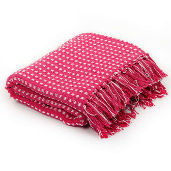 Plaid vierkantjes 160x210 cm katoen roze 1