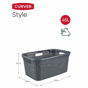 Curver Wasmand Style 45 L antracietkleurig 6