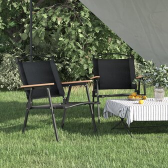 Campingstoelen 2 st 54x55x78 cm oxford stof zwart 1