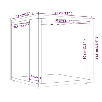 Bijzettafel 33x33x34,5 cm bewerkt hout grijs sonoma eikenkleur 7