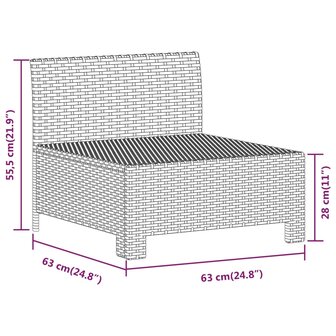 Tuinmiddenbank met kussens poly rattan grijs 8