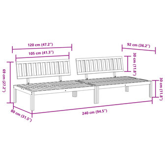 Tuinmiddenbanken 2 st pallet massief acaciahout 7