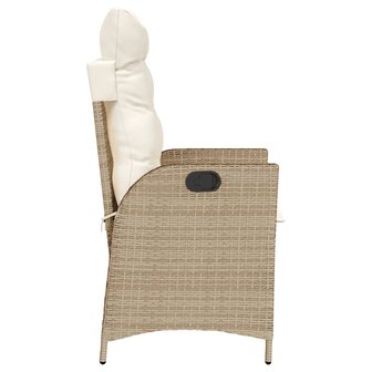 Tuinstoel verstelbaar met kussens poly rattan beige 5