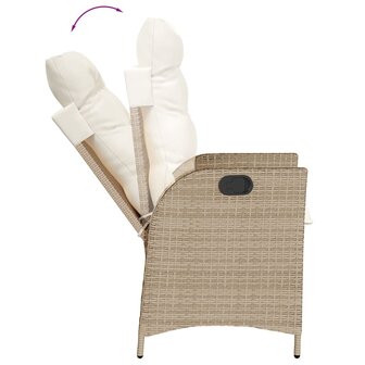 Tuinstoel verstelbaar met kussens poly rattan beige 7