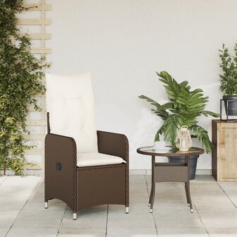 Tuinstoel verstelbaar met kussens poly rattan bruin 3