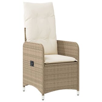 Tuinstoel verstelbaar met kussens poly rattan beige 2