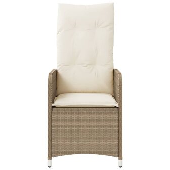 Tuinstoel verstelbaar met kussens poly rattan beige 4