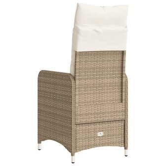 Tuinstoel verstelbaar met kussens poly rattan beige 6