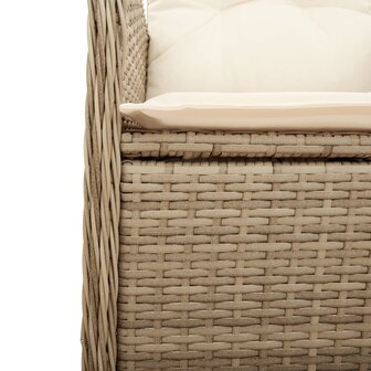 Tuinstoel verstelbaar met kussens poly rattan beige 8