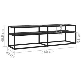 Tv-meubel 140x40x40,5 cm gehard glas zwartmarmerkleurig 7