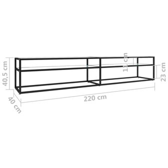 Tv-meubel 220x40x40,5 cm gehard glas witmarmerkleurig 7