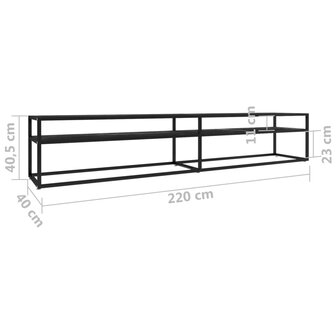 Tv-meubel 220x40x40,5 cm gehard glas zwartmarmerkleurig 7