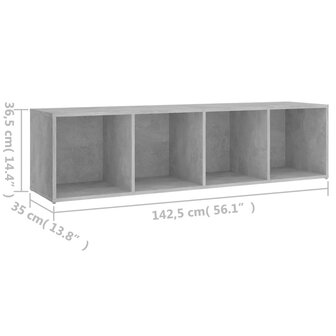 Tv-meubel 142,5x35x36,5 cm bewerkt hout betongrijs 9