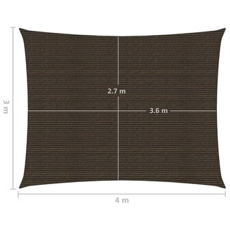 Zonnezeil 160 g/m&sup2; 3x4 m HDPE bruin 6