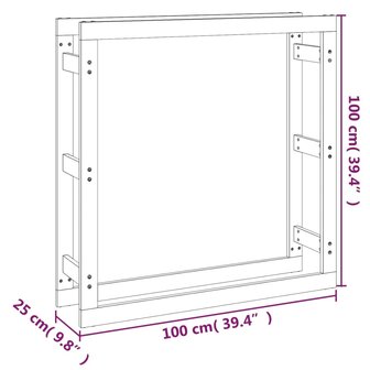 &nbsp;Haardhoutrek 100x25x100 cm massief grenenhout zwart 8