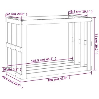 Houtblokhouder 108x52x74 cm massief grenenhout 9