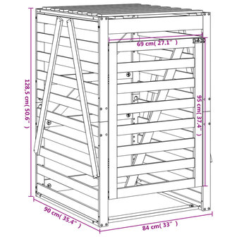 Containerberging 84x90x128,5 cm massief grenenhout wit 12