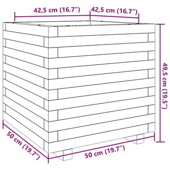 Plantenbak 50x50x49,5 cm massief grenenhout wasbruin 10