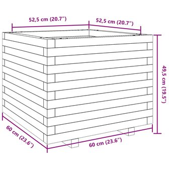 Plantenbak 60x60x49,5 cm massief grenenhout wit 10